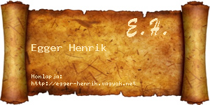 Egger Henrik névjegykártya